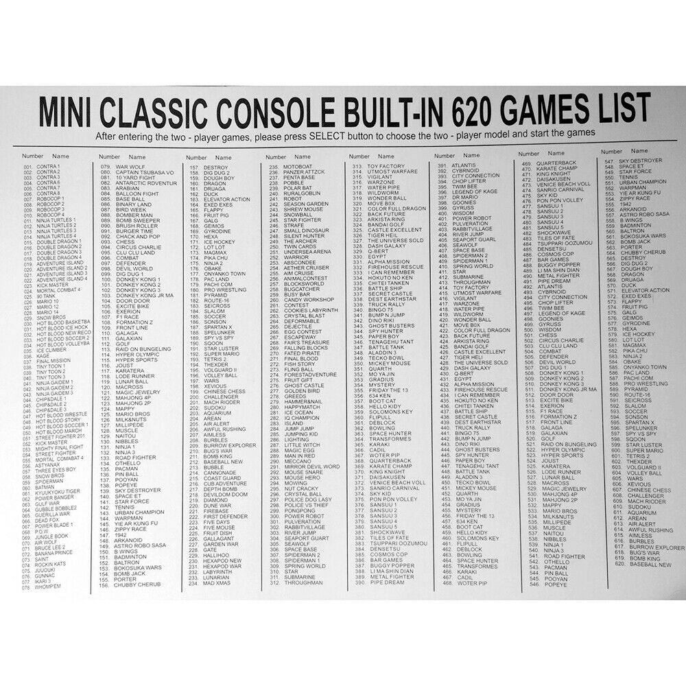 8 Bit Mini Retro Video Game Console Built-In 500/600/620 Games