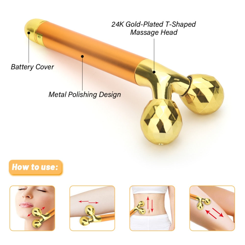 Golden Vibrating Facial Roller