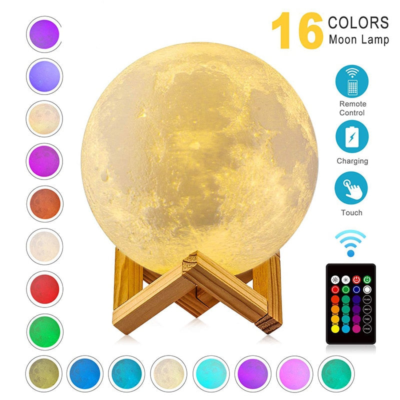 Moon Lamp Rechargeable with Remote